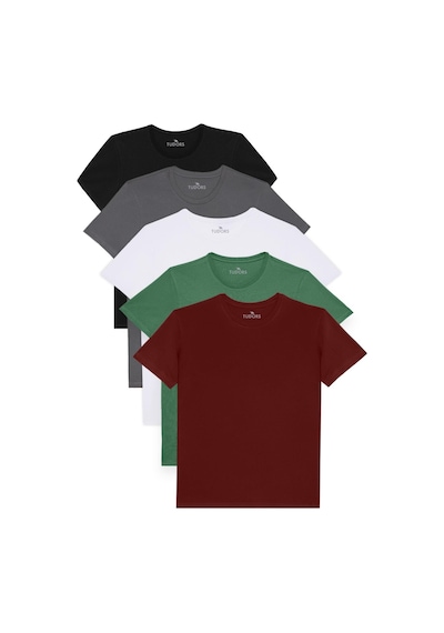 Tudors Unisex 5'li Paket Siyah-beyaz-bordo-z.yeşili-gri Slim Fit Dar Kesim %100 Pamuk Bisiklet Yaka Tişört-36953 Multi Tudors Unisex 5'li Paket Siyah-beyaz-bordo-z.yeşili-gri Slim Fit Dar Kesim %100 Pamuk Bisiklet Yaka Tişört-36953 Multi