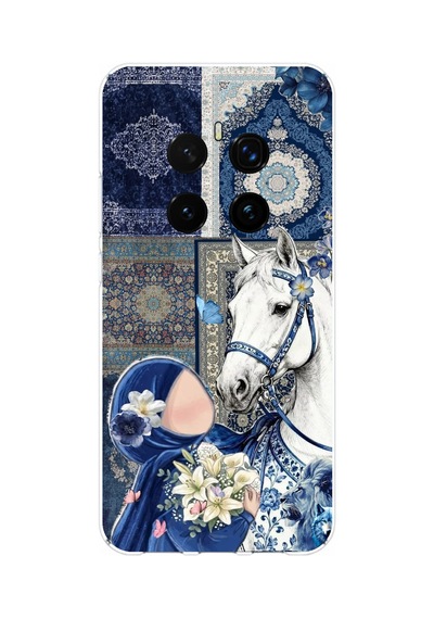 Honor Magic 7 Pro Uyumlu Geleneksel Motifli Beyaz At Baskılı Silikon Kılıf Renkli
