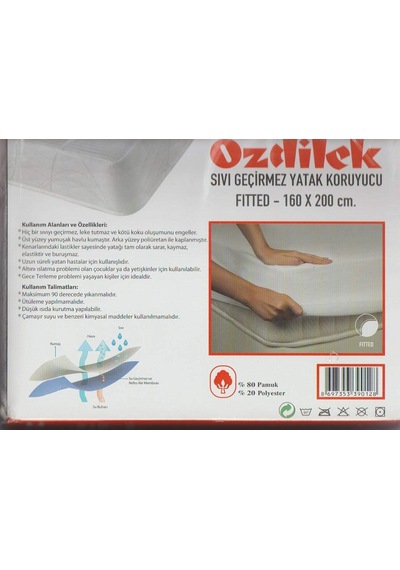 Özdilek Çift Kişilik Alez Sıvı Geçirmez Yatak Koruyucu Fitted 160 200 Beyaz