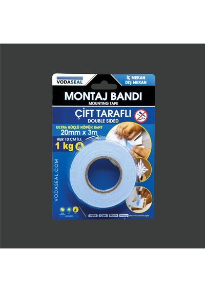 Vodaseal Çift Taraflı Köpük Montaj Bandı Beyaz 20 MM 3m
