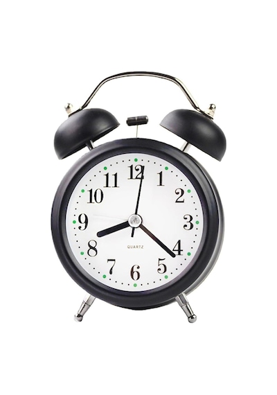 Valkyrie 16cm Büyük Boy Akar Saniyeli Alarm Çalar Saat - Nostaljik Masa Saati Siyah