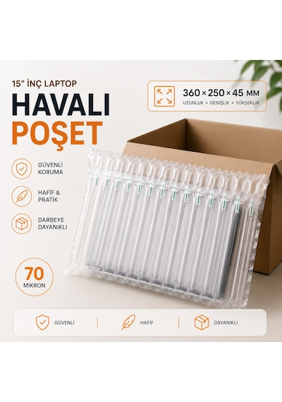 Havalı Poşet Ambalaj 15 İnç Laptop 360 250 45 Mm - 20 Adet