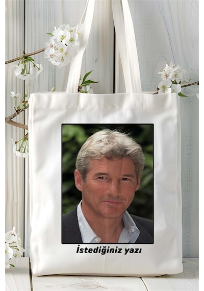 Art Hediye Richard Gere Baskılı Bez Çanta Omuz Çantası Kişiye Özel Desen 1 Çok Renkli