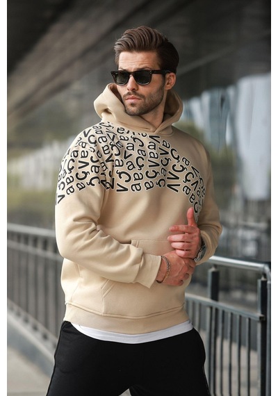 Madmext Bej Baskılı Kapüşonlu Erkek Sweatshirt E7160 Bej Madmext Bej Baskılı Kapüşonlu Erkek Sweatshirt E7160 Bej