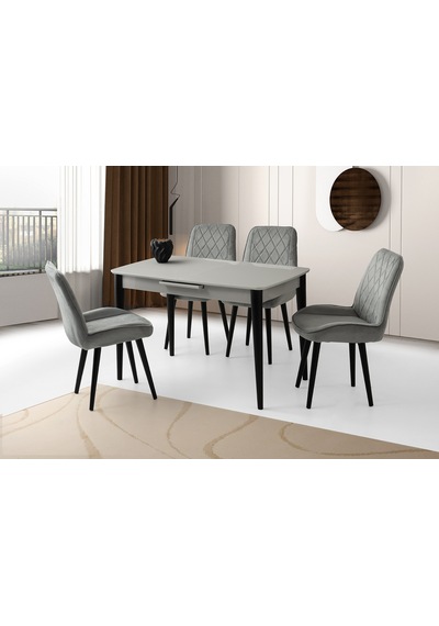 Madrid Hg Masa, Alora Sandalye, Açık Gri, 120x70 Gri