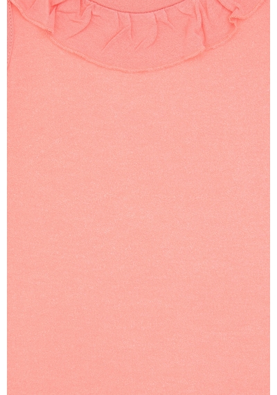 U.S. Polo Assn. Kız Çocuk Pembe Bisiklet Yaka Fırfır Detaylı Kolsuz Tişört 50306242-VR041