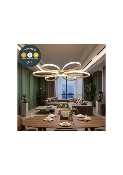 3 Renkli Sarkıt Yonca 6 Lı Eskitme Salon Mutfak Çocuk Odası Yemek Masası Ve Antre İçin Modern Led Altın