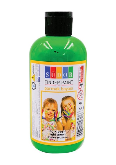 Parmak Boyası 250 Gr 1 Adet Çocuklar İçin Yıkanabilir Parmak Boya Südor Okul Hobi Kreş Etkinlik Açık Yeşil