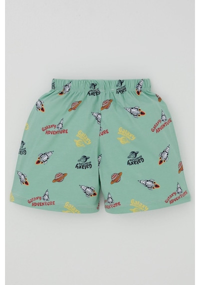 Breeze Erkek Bebek Şortlu Pijama Takımı Galaksi Macerası Temalı 9 Ay-3 Yaş, Su Yeşili