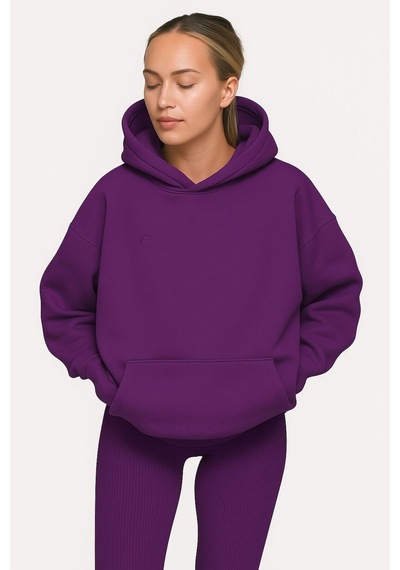 Ünisex Kapüşonlu Sweat Mor