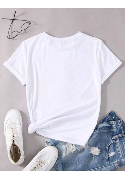 Unisex Pamuklu Choose Happy Kalp Ön Baskılı Tasarım Tshirt Beyaz