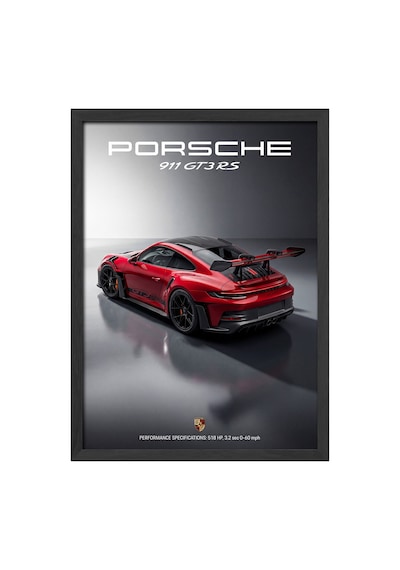 Porsche 911 Gt3 Rs Ahşap Çerçeveli Poster, Dekoratif Araba Duvar Tablosu