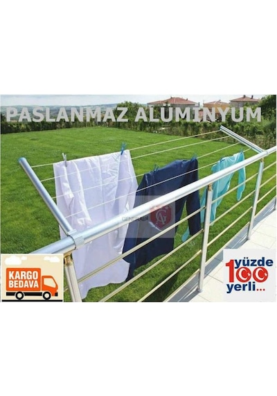 Çamaşır Kurutma Askısı Paslanmaz Alüminyum Katlanır Makaralı Çama