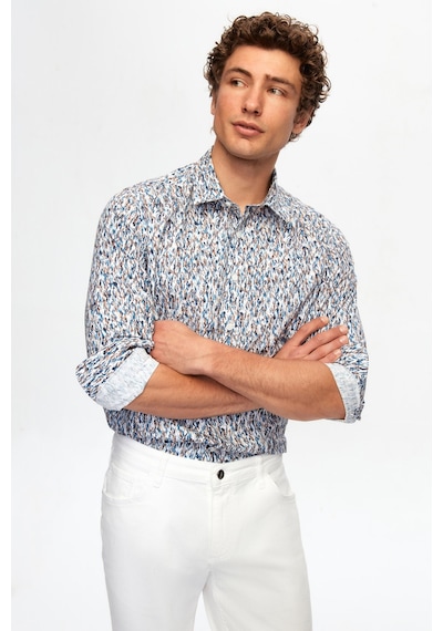 Twn Slim Fit Lacivert Baskılı Gömlek 2ec0221062590 Lacivert