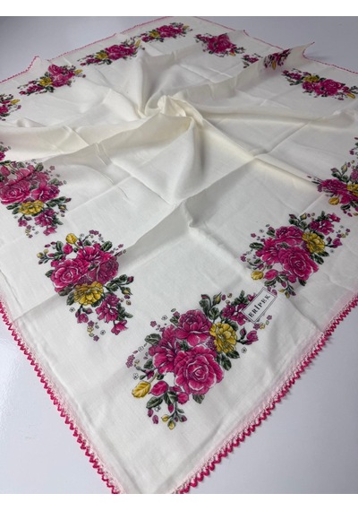 Eripek Oyalı Organik Pamuklu Yazma 06085 Krem-Pembe