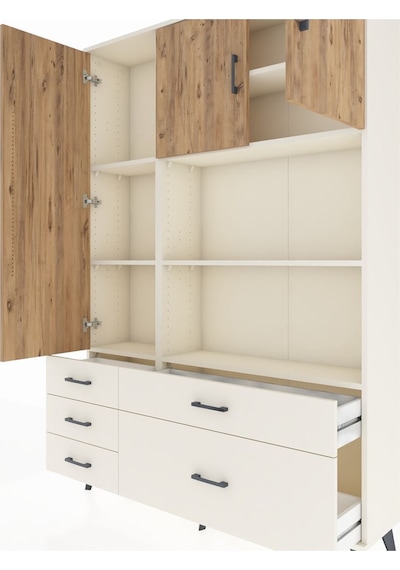 Arges Dolap 7 Raflı 5 Çekmeceli 3 Kapaklı 132x30x195 Aytaşı-ç... Aytaşı