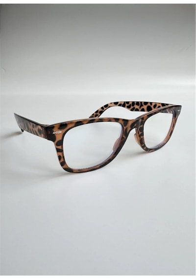 Habeq Unisex Wayfarer Leopar Mavi Işık Korumalı Gözlük Ekran Gözlüğü Blue Block Çok Renkli
