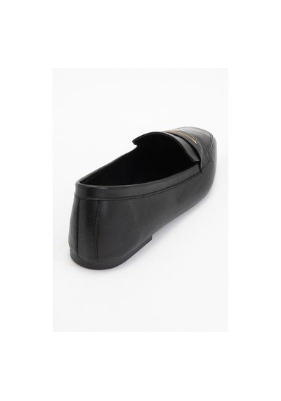 Luvishoes Luvi Shoes Irıdessa Siyah Cilt Hakiki Deri Tokalı Küt Burun Kadın Loafer Ayakkabı SİYAH CİLT