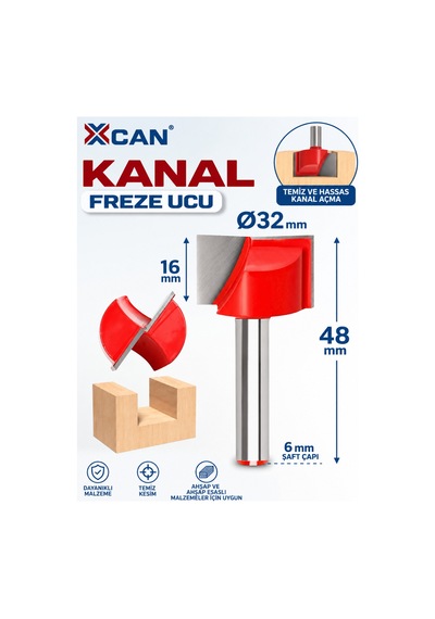 Kanal Freze Ucu Ø32 Mm 6 Mm Şaft 16 Mm Kesim Yüksekliği