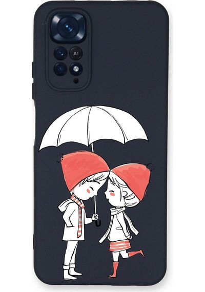 Xiaomi Redmi Note 11 Pro Uyumlu Lansman Kılıf Aşk Tasarımlı Içi Kadife Kapak-koyu Mavi Şeffaf