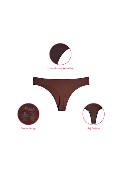 Alya Underwear Lazer Kesim Dikişsiz Tanga Külot, Seamless String 6'lı Paket Çok Renkli A10