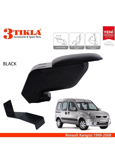 Renault Kangoo 1999-2008 Delmesiz Çelik Ayaklı Siyah Kolçak Kol Dayama