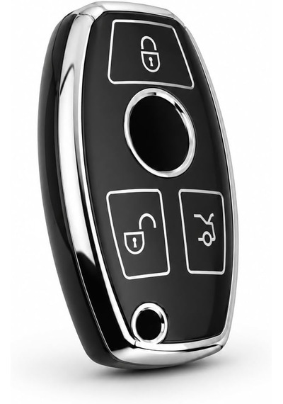 Autohan Keys Mercedes İle Uyumlu 2001-2016 Be Tipi Nano Anahtar Kılıfı, Siyah, Gümüş Renk