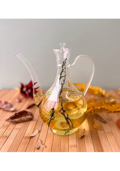 Morponi Bambu Standlı Borosilikat Cam Glorry Yağlık 2'li Set 700 Ml+700 Ml Şeffaf