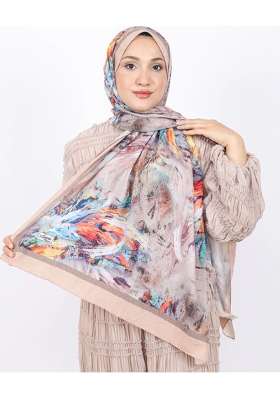Luissa Bambu Kraş Şal Pastel Desen Bej