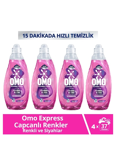 Omo Express Renkli & Siyahlar Sıvı Çamaşır Deterjanı 4 x 1480 ML