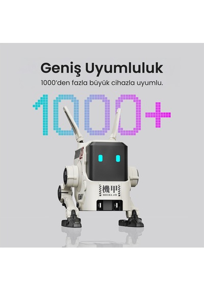 Gravastar Alpha65 Robot Figürlü 65w Hızlı Şarj Adaptörü Ve Şarj Standı, Beyaz