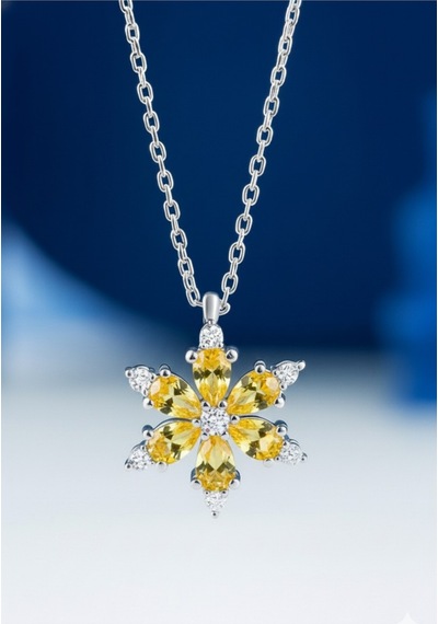 Çekirdekjewelry 925 Ayar Gümüş Kamelya Çiçeği Kolye Gri