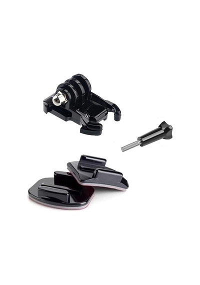Gplus Bs06kyvh 6 Parça Oval Eğimli Zemin Ve Flat Düz Yüzey Vidalı Hızlı Tak Aksiyon Kamera Uyumlu 3m Yapışkanlı Motor Kask Bağlantı Base Seti Siyah