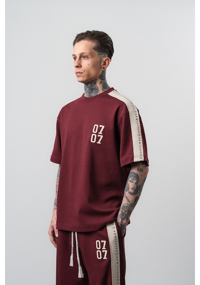 Respire Erkek 07 Şerit Detaylı Regular Fit T-shirt Bordo