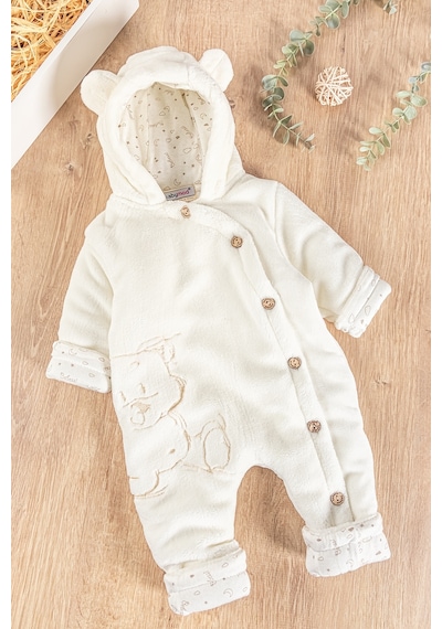 Babymod Ayıcık Figürlü Welsoft Peluş Astronot Bebek Tulum Krem