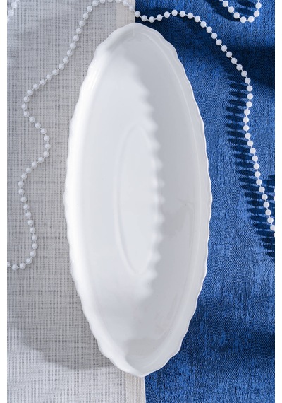 Acar King Oval Kayık Tabak - 40 Cm Beyaz
