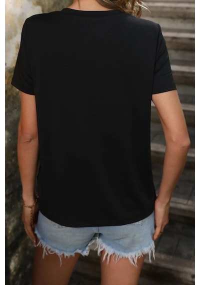 Unisex Nasa Baskılı Kısa Kol T-shirt SIYAH