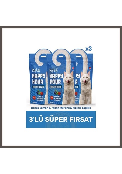 Reflex Happy Hour Healty Bones Somon & Yaban Mersinli & Kızılcık Sağlıklı Kemikler Için Destekleyici 3lü Fırsat Nxrlvng