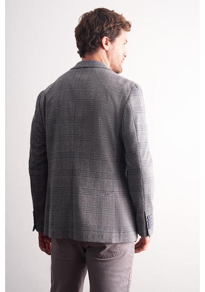 İmza Lacivert Mono Yaka Ekose Desen Pamuklu 6 Drop Comfort Fit Classic Ceket 1002255152 Lacivert