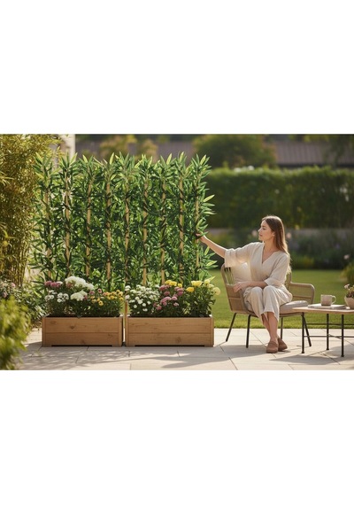 Yapay Çiçek 100 Cm 10 Adet Bambu Çubuk Islak Doku Yeşil