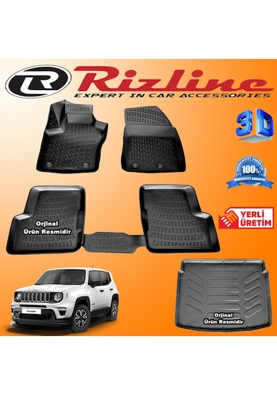 Jeep Renegade 3D Paspas + Bagaj Havuzu 2015-2020 Arası Rizline N11.8194