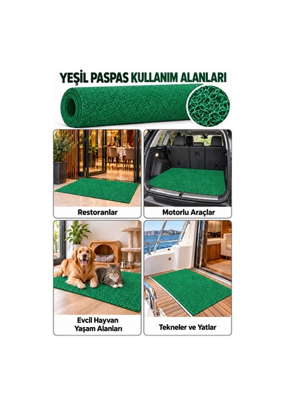 Hortumtech Kıvırcık Paspas Kir Tutucu Pvc Kapı Önü İç Dış Mekan Eko 12 Mm - Yeşil 120 X 200 Cm