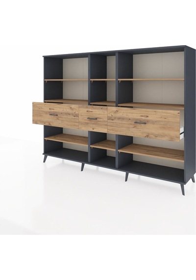 Hyperion Dolap 9 Raflı 3 Çekmeceli 220x44x163 Antrasit-çam Atlas Çam - Antrasit Hyperion Dolap 9 Raflı 3 Çekmeceli 220x44x163 Antrasit-çam Atlas Çam - Antrasit