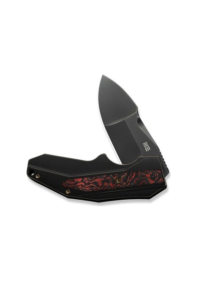 We Knife Coral Slt Flipper Knife Titanium & Fatcarbon Fiber Black Lava Flow Handle Kamp Çakı Çok Renkli