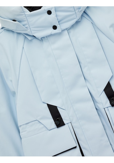 Koton Çıkarılabilir Kapüşonlu Cep Detaylı Su Geçirmez Oversize Uzun Anorak Mont Mavi 6wal00021ıw Mavi