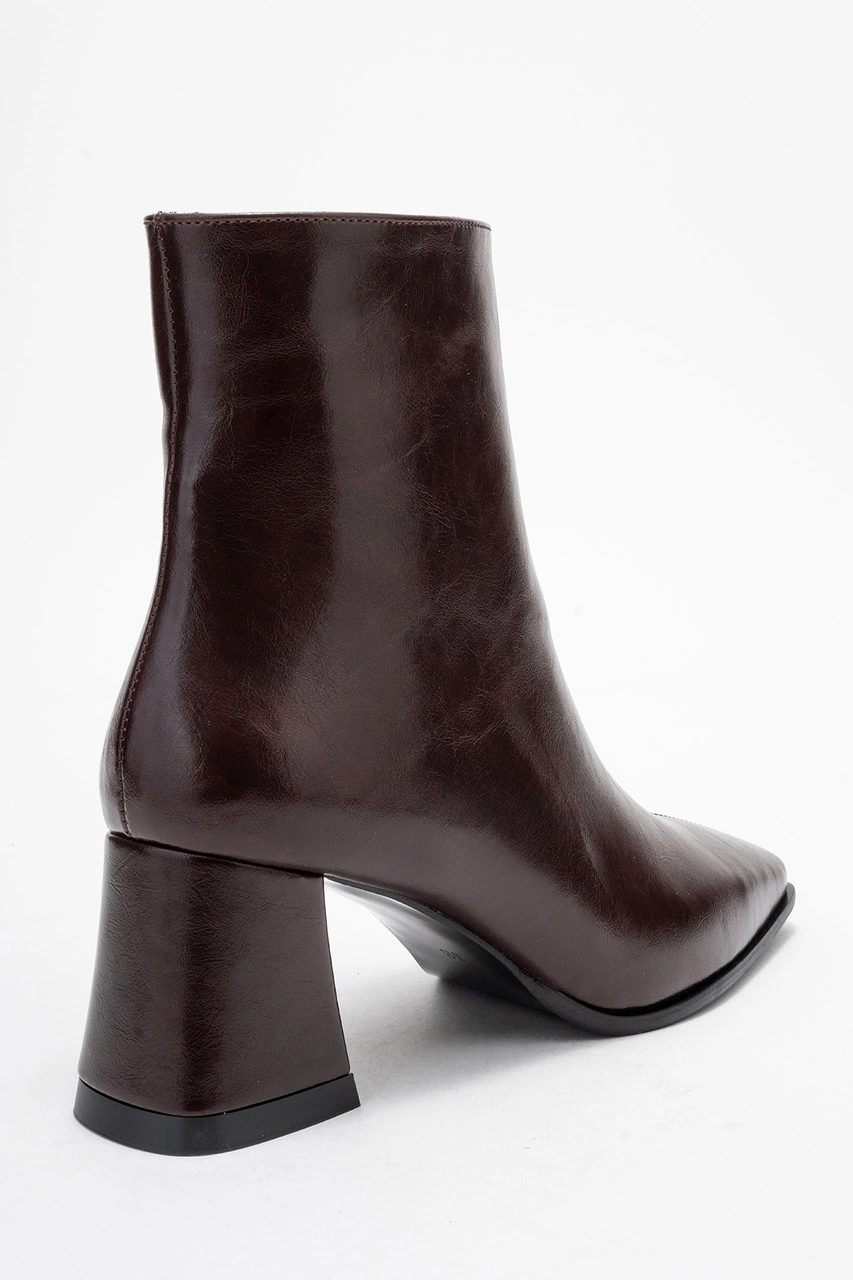 Luvishoes Luvi Shoes Arven Bordo Cilt Kadın Kalın Topuklu Bot Bordo