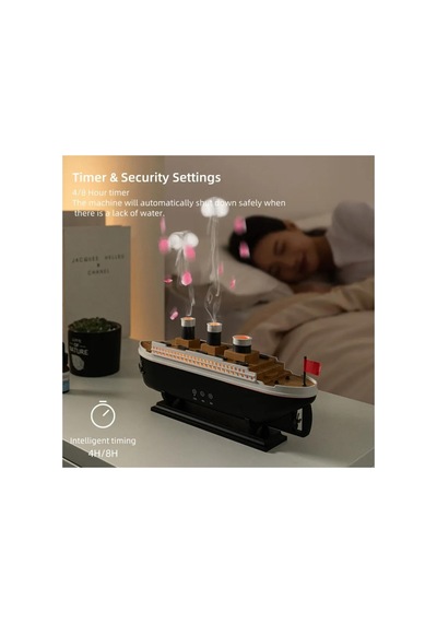Oda Hava Nemlendirici Aroma Difizör Humudifier Gemi Şeklinde Rgb Led Işıklı Buhar Makinesi