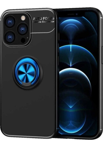 Apple Uyumlu iPhone 13 Pro Kılıf Zore Ravel Silikon Kapak Siyah-Mavi