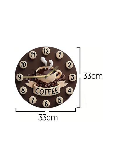 Minimal Kahve Tutkusu Sade Tasarımlı Mdf Duvar Saati 33 Cm Sdw331 Renkli