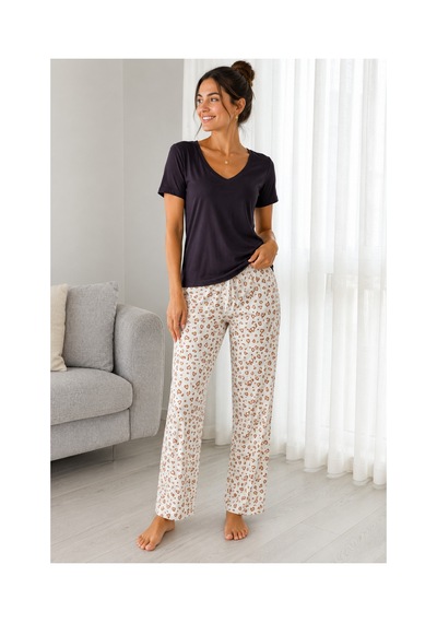 Mixxtrend Kadın Pamuklu Kalp Desenli Pijama Takımı Çok Renkli